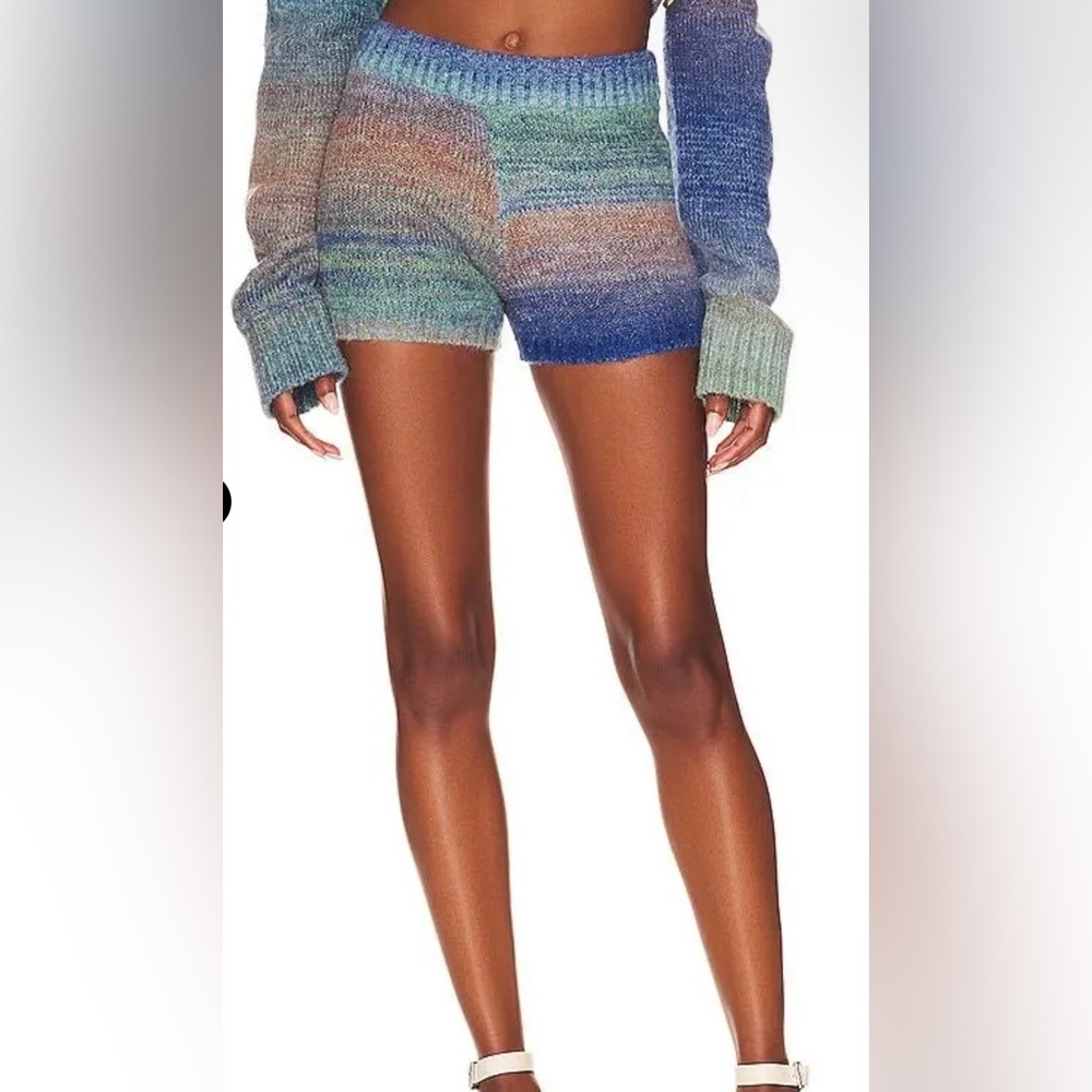 L*Space Zoe Knit Shorts Blue Multi Stripe Small NWT $119